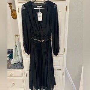 Pleated Midi Dress from Mango w/ detachable belt